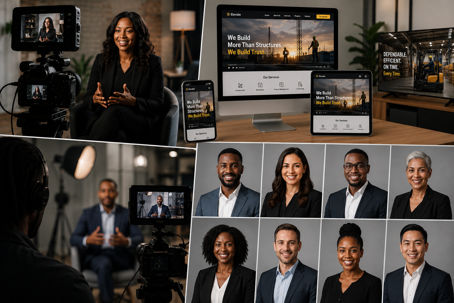 Build Your Brand visual showing brand video, photography, and website-ready marketing assets