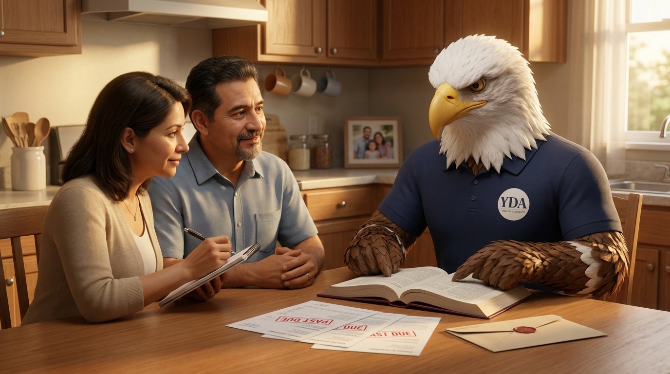 Sal, the Your Debt Advocate mascot, in a classroom setting holding a rulebook — visualizing consumer protection rights education