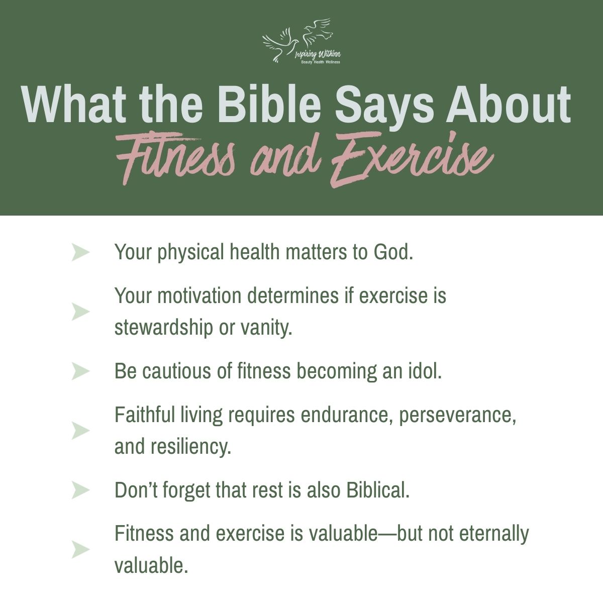 List of what the Bible says about exercise and fitness List of what the Bible says about exercise and fitness