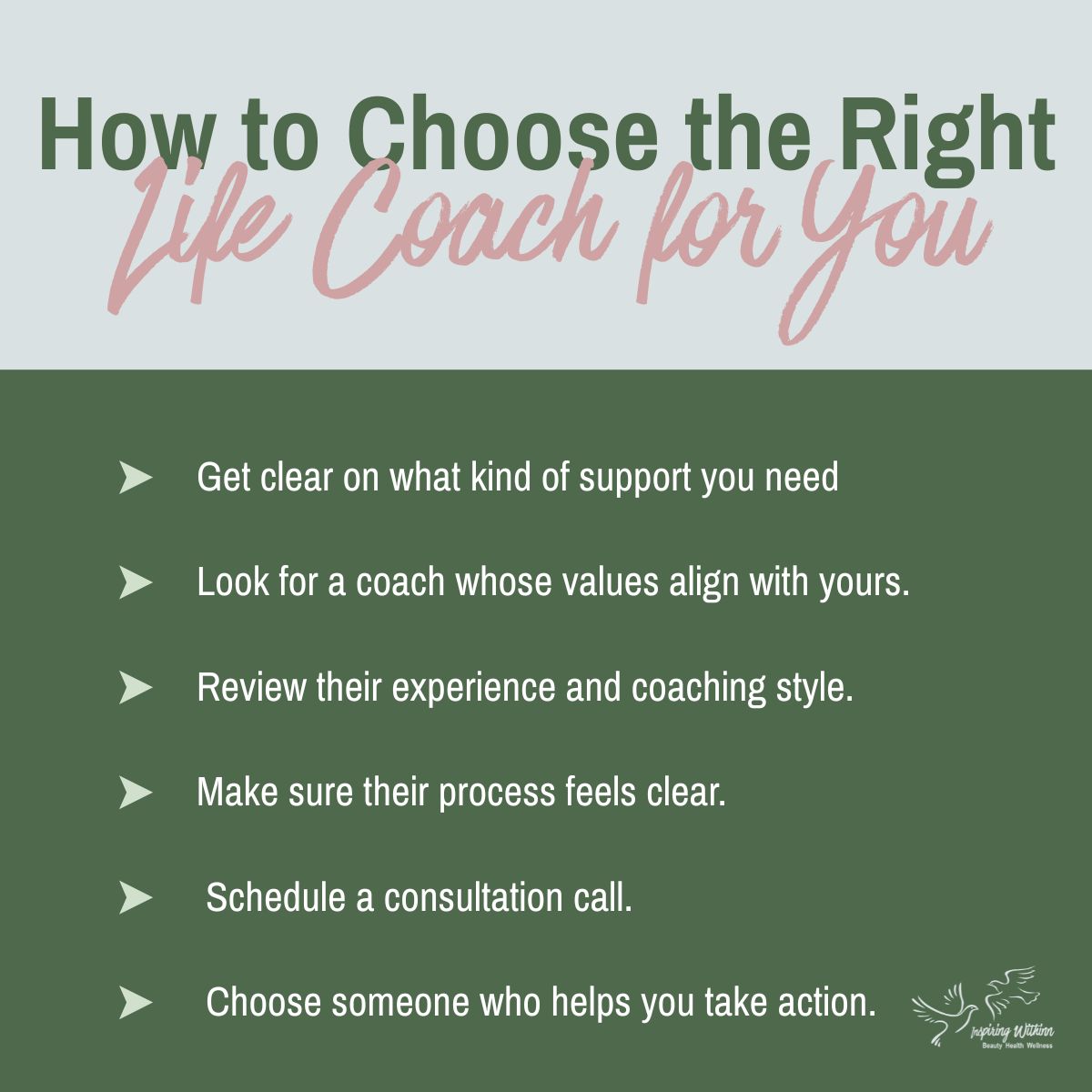 List of steps to find the right life coach for you