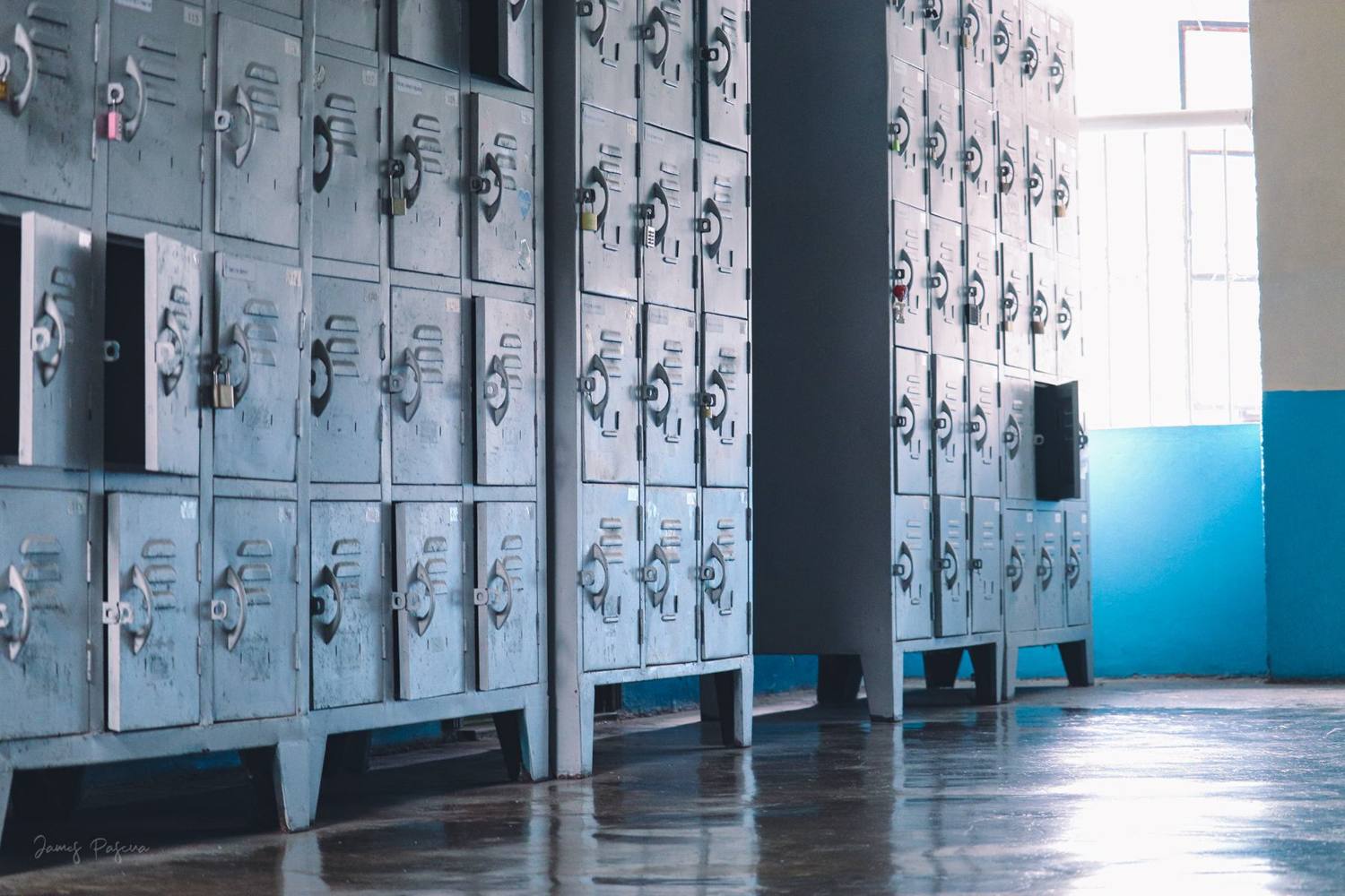 Student lockers in a hallway