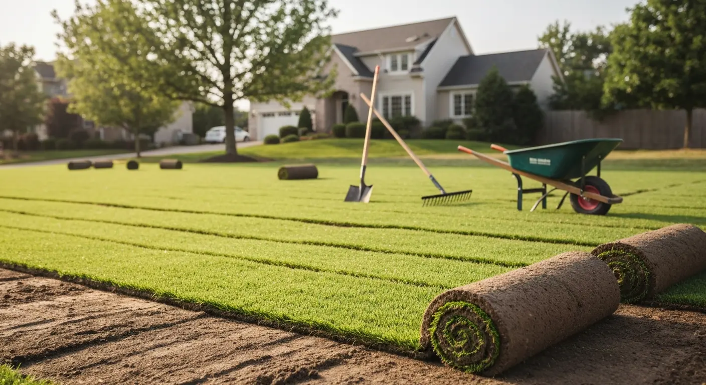 Sod installation work