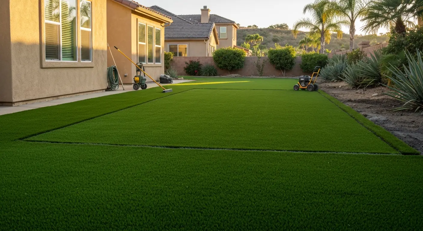 Residential artificial turf installation