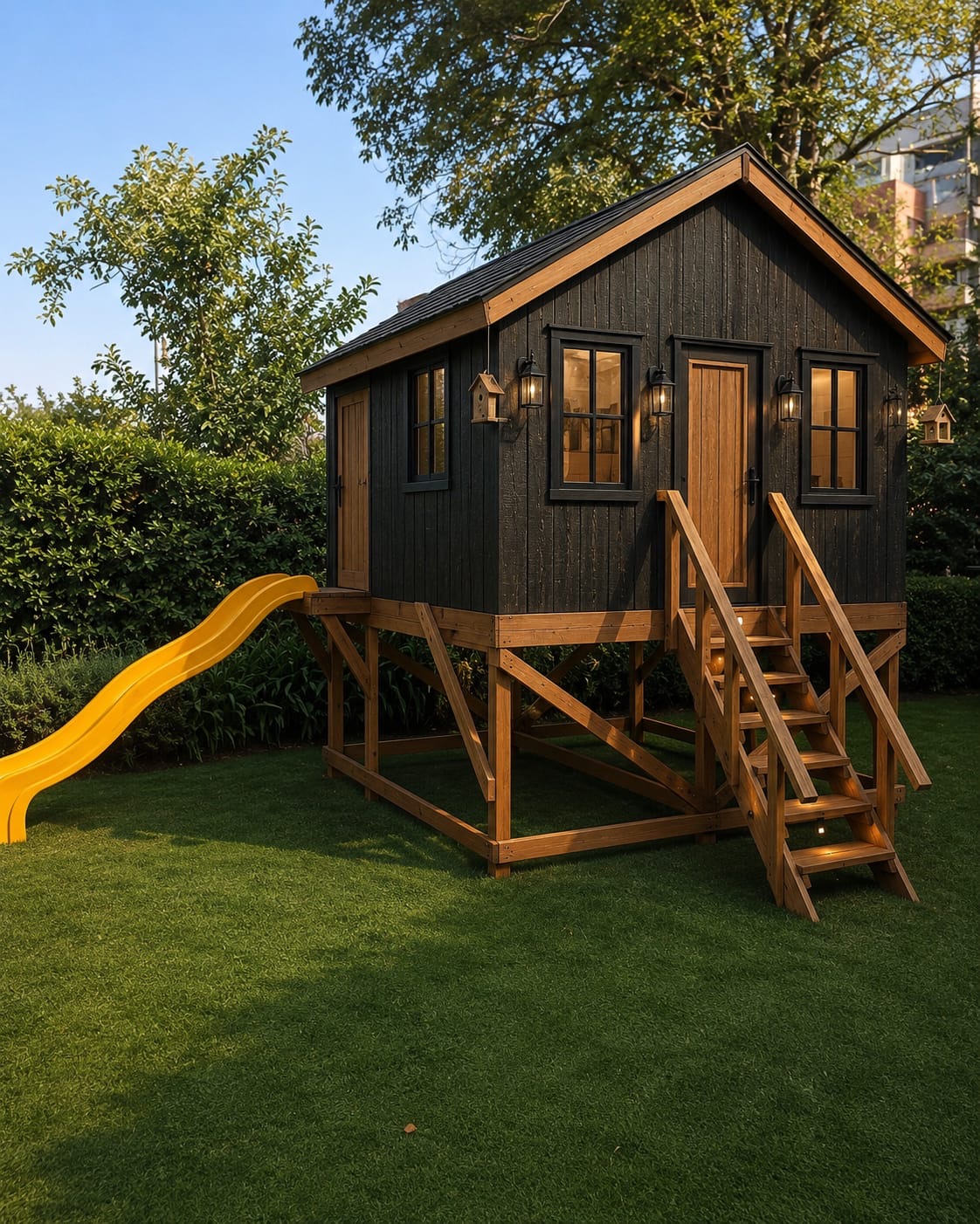 Cabaña con acabados naturales de madera