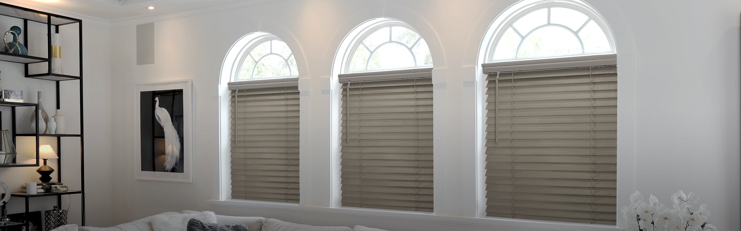 Custom Norman blinds in a bright Jacksonville home