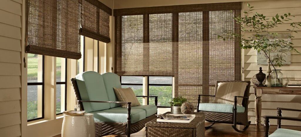 Custom woven wood shades filtering soft light