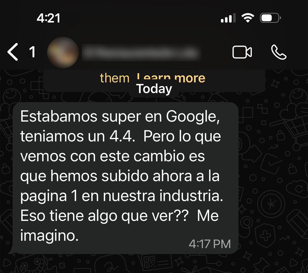 Testimonio Google
