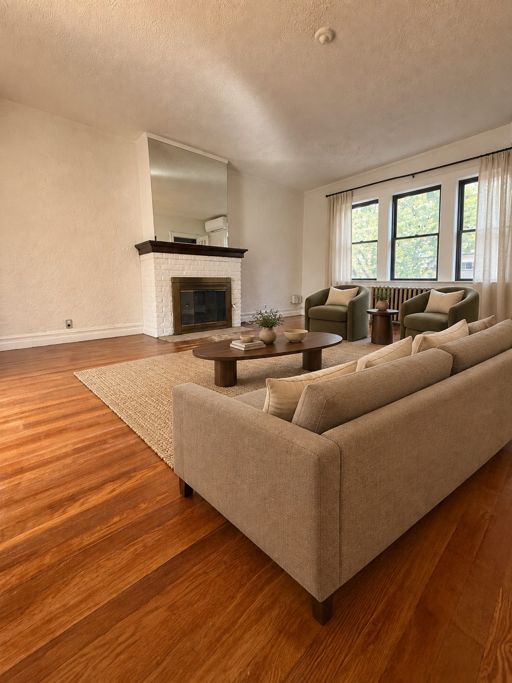 Staircase and living room of a duplex