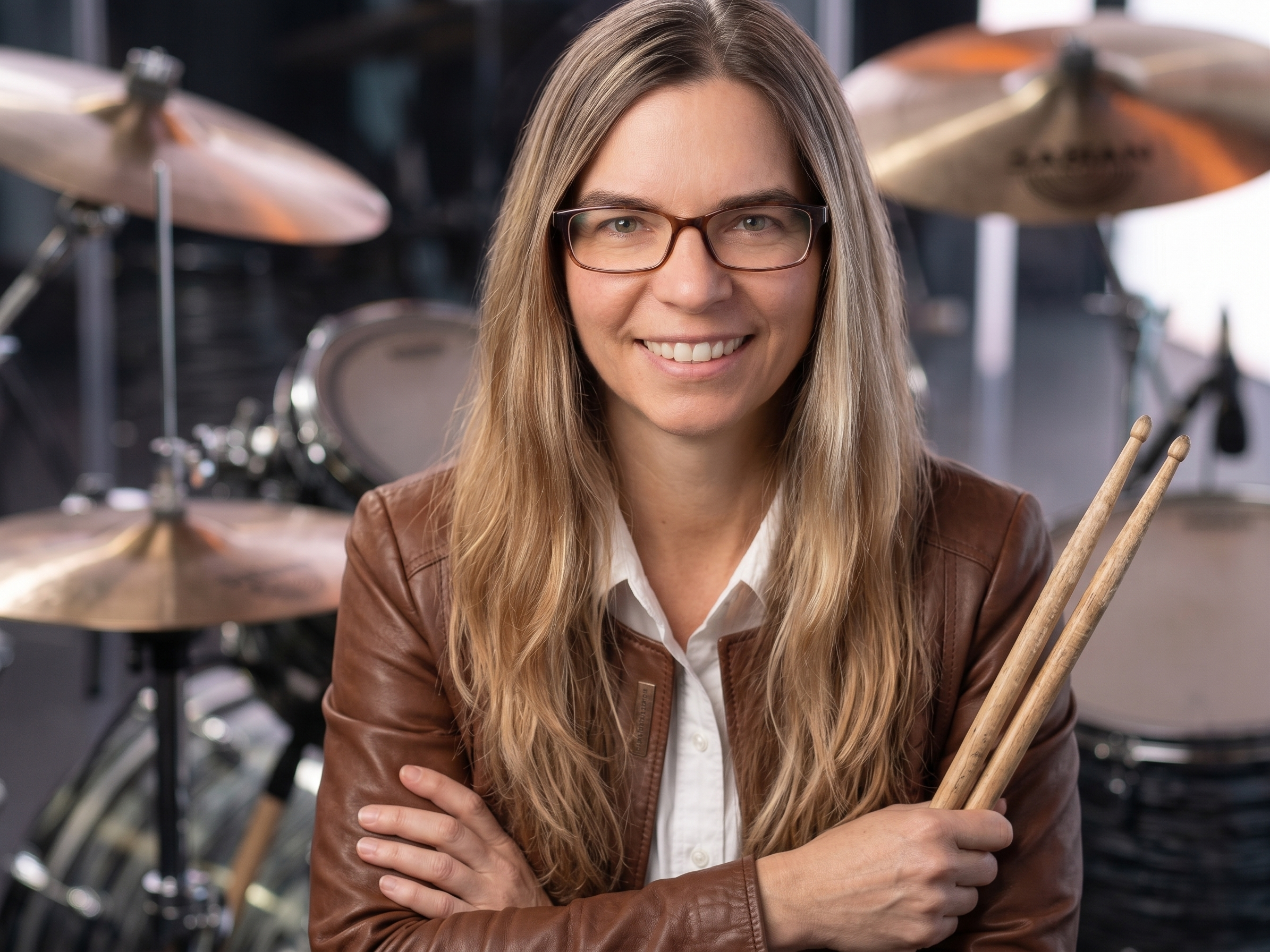 Sandy Crocker behind drum kit