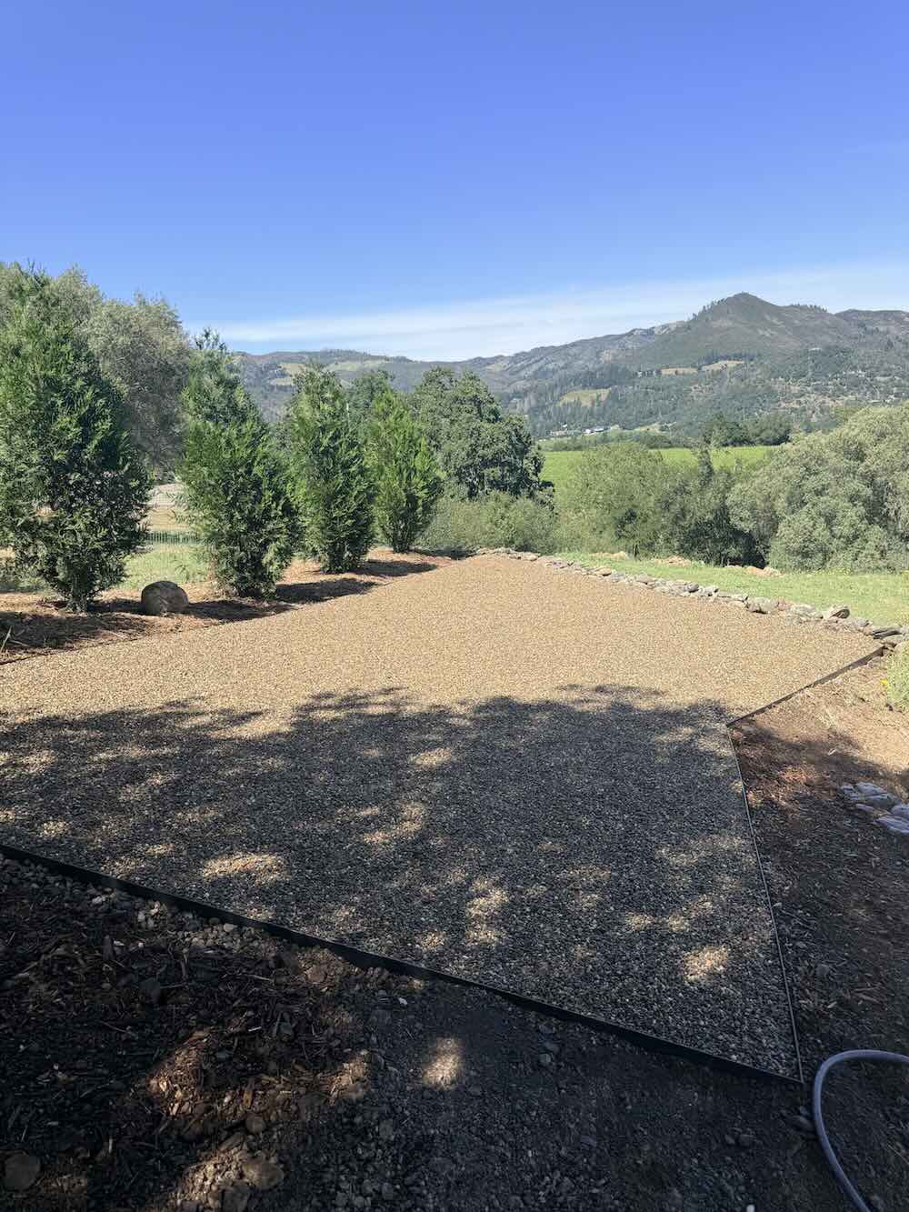 After: finished backyard DG patio in Petaluma CA - Wine Country Landscaping