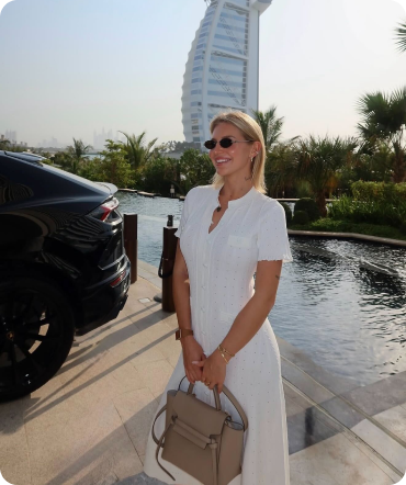 Luxvoni team member at Burj AI Arab Dubai With Lamborghini Urus.
