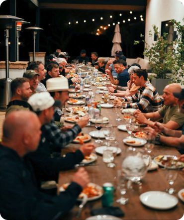Luxvoni team members and clients having dinner in Temecula CA at retreat