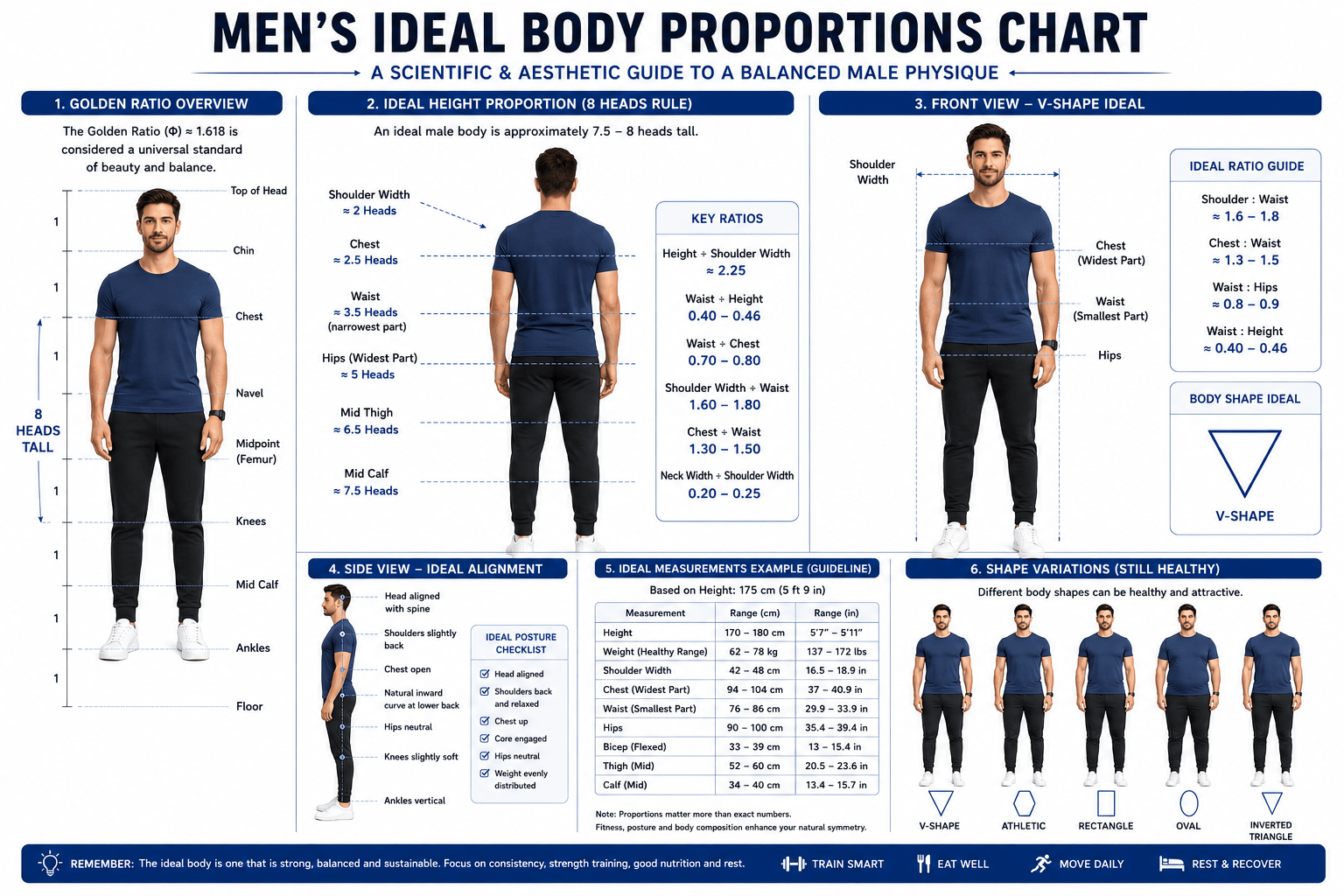 Men's ideal Body Proportions chart