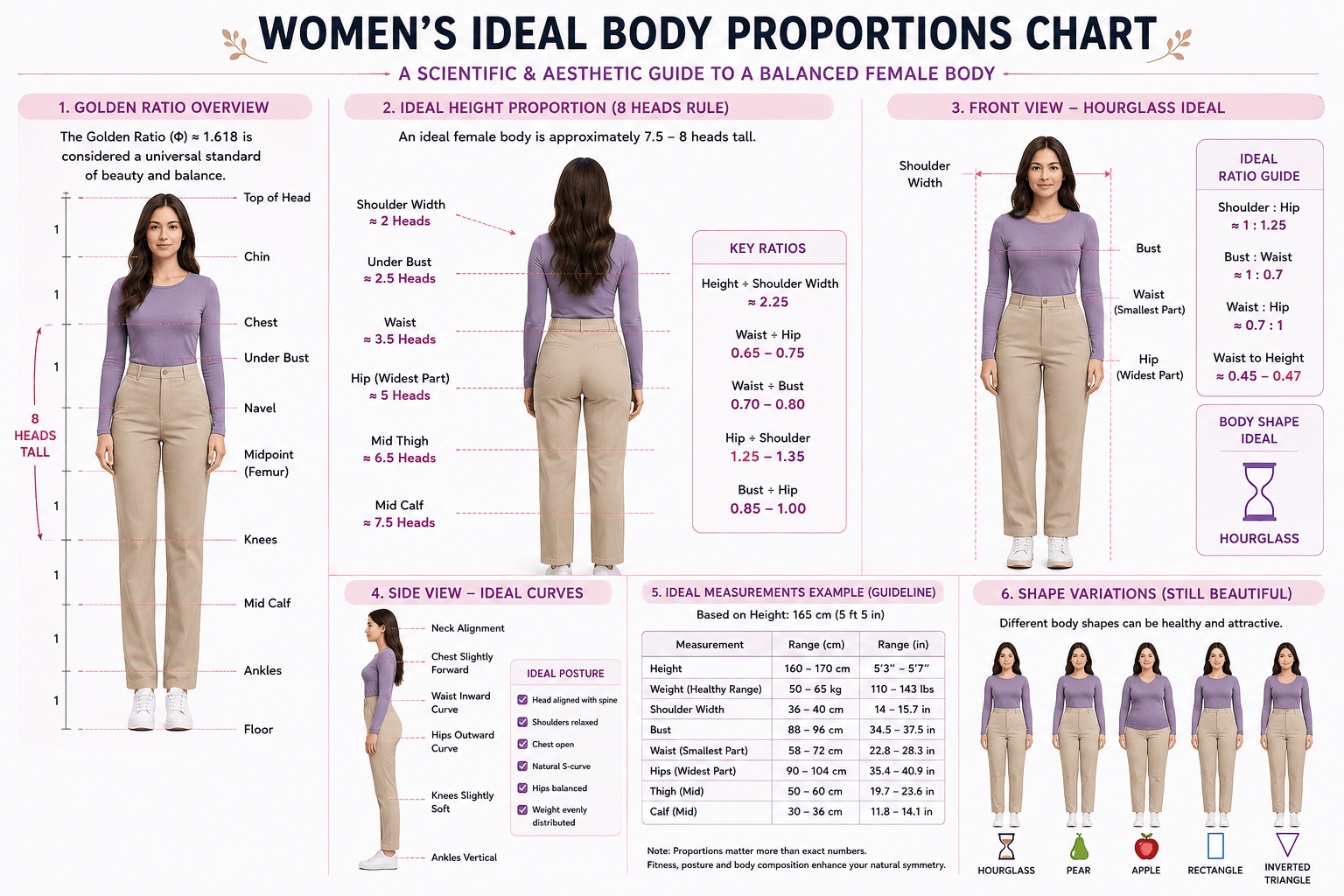 women's ideal Body Proportions chart