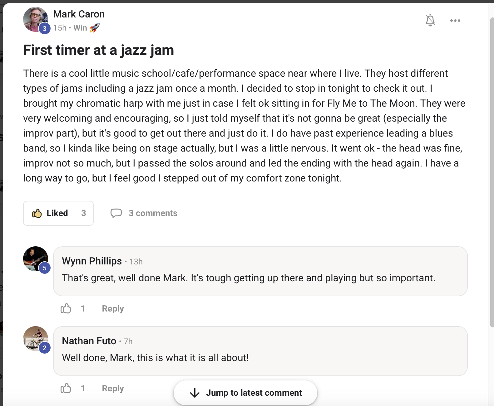 Mark Caron   — student testimonial