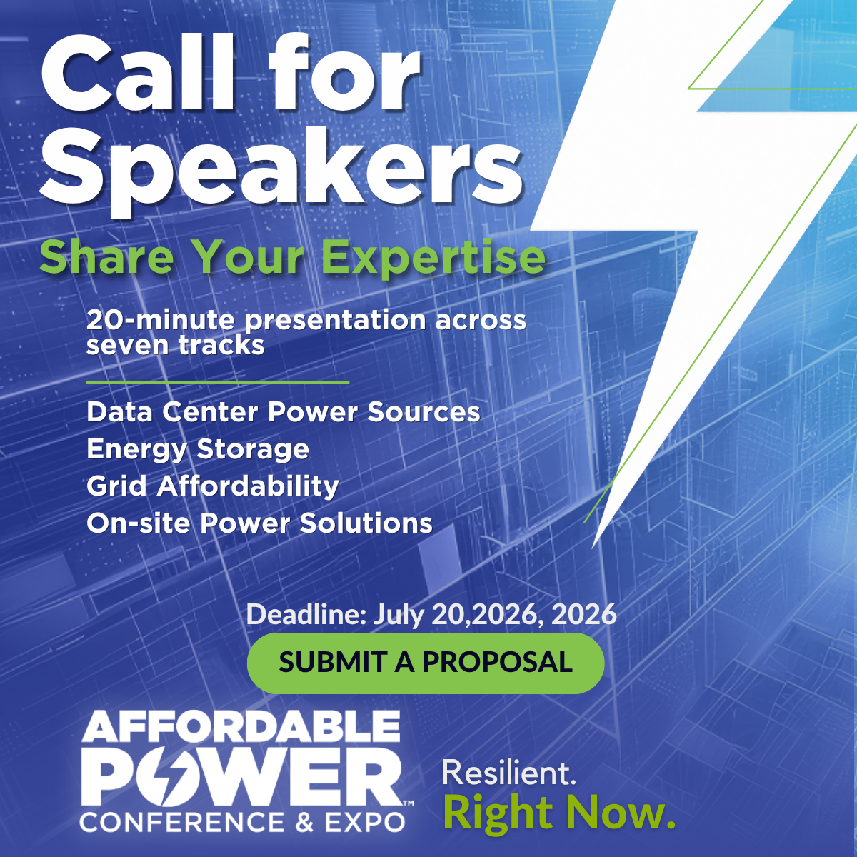 Call for speakers, twenty minute presentations across seven tracks