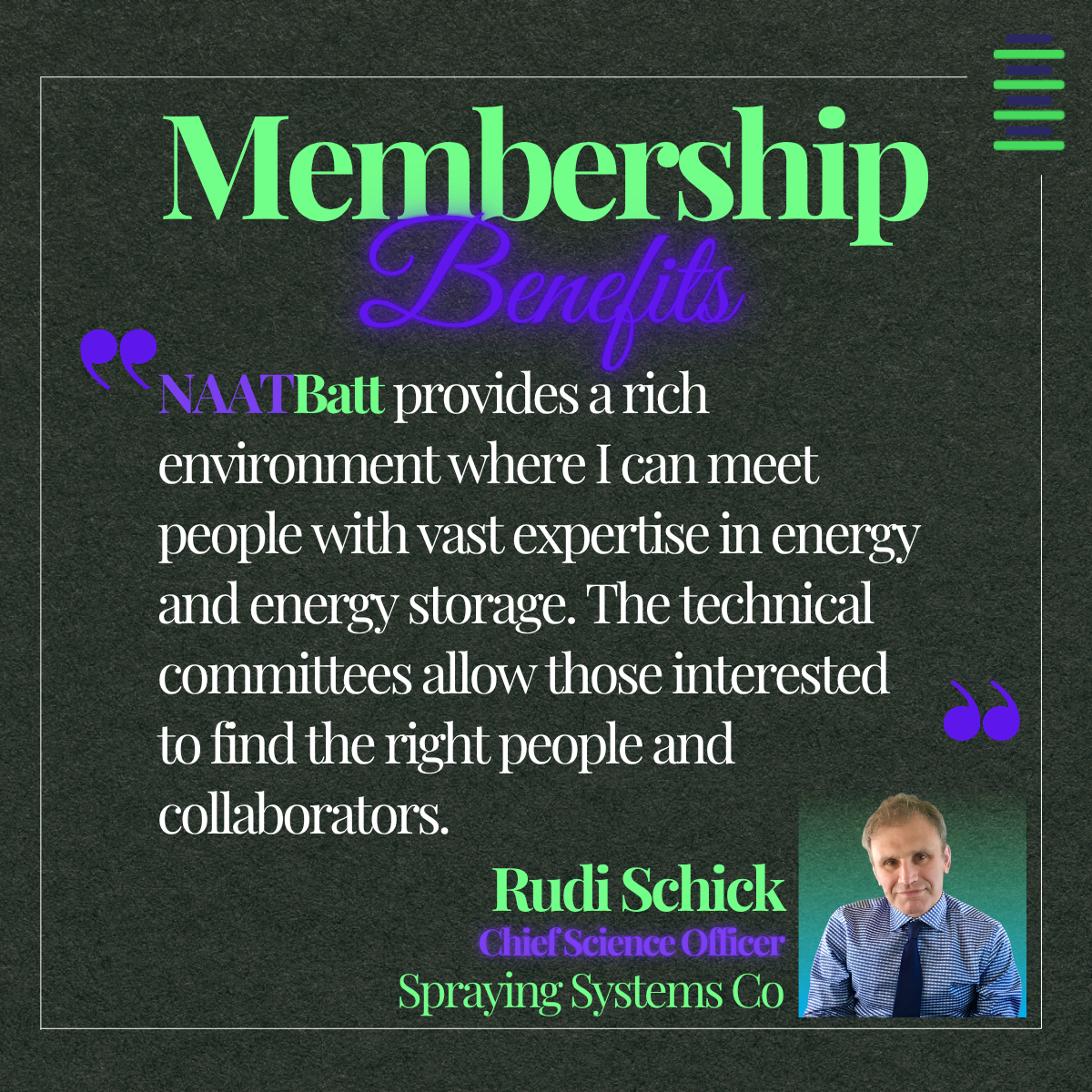Membership benefits, quoting Rudi Schick of Spraying Systems