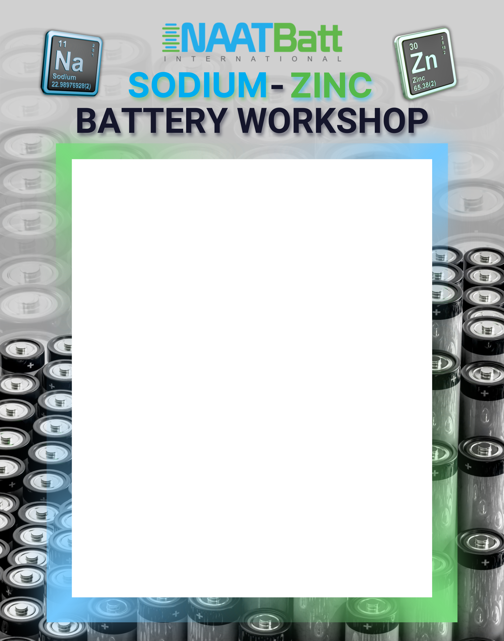 Sodium-Zinc Battery Workshop, tall format announcement