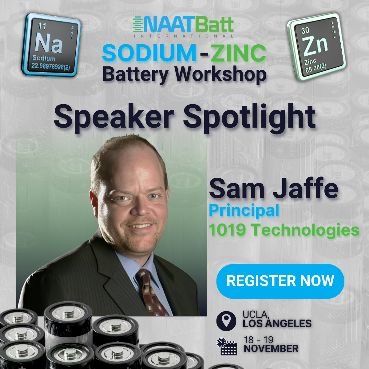 Sodium-Zinc Battery Workshop speaker spotlight, Sam Jaffe of 1019 Technologies