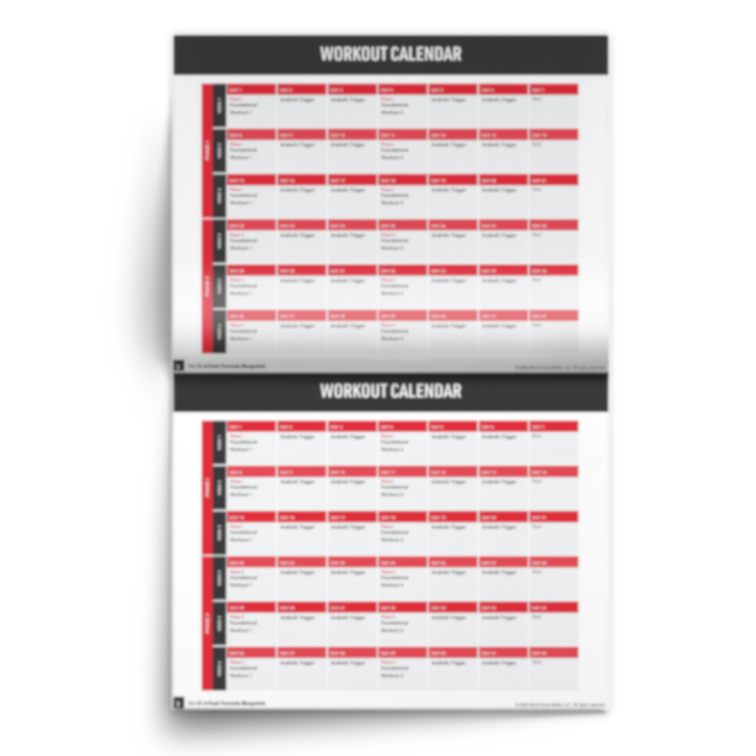 The No B.S. 6-Pack Formula phase overview and workout calendar