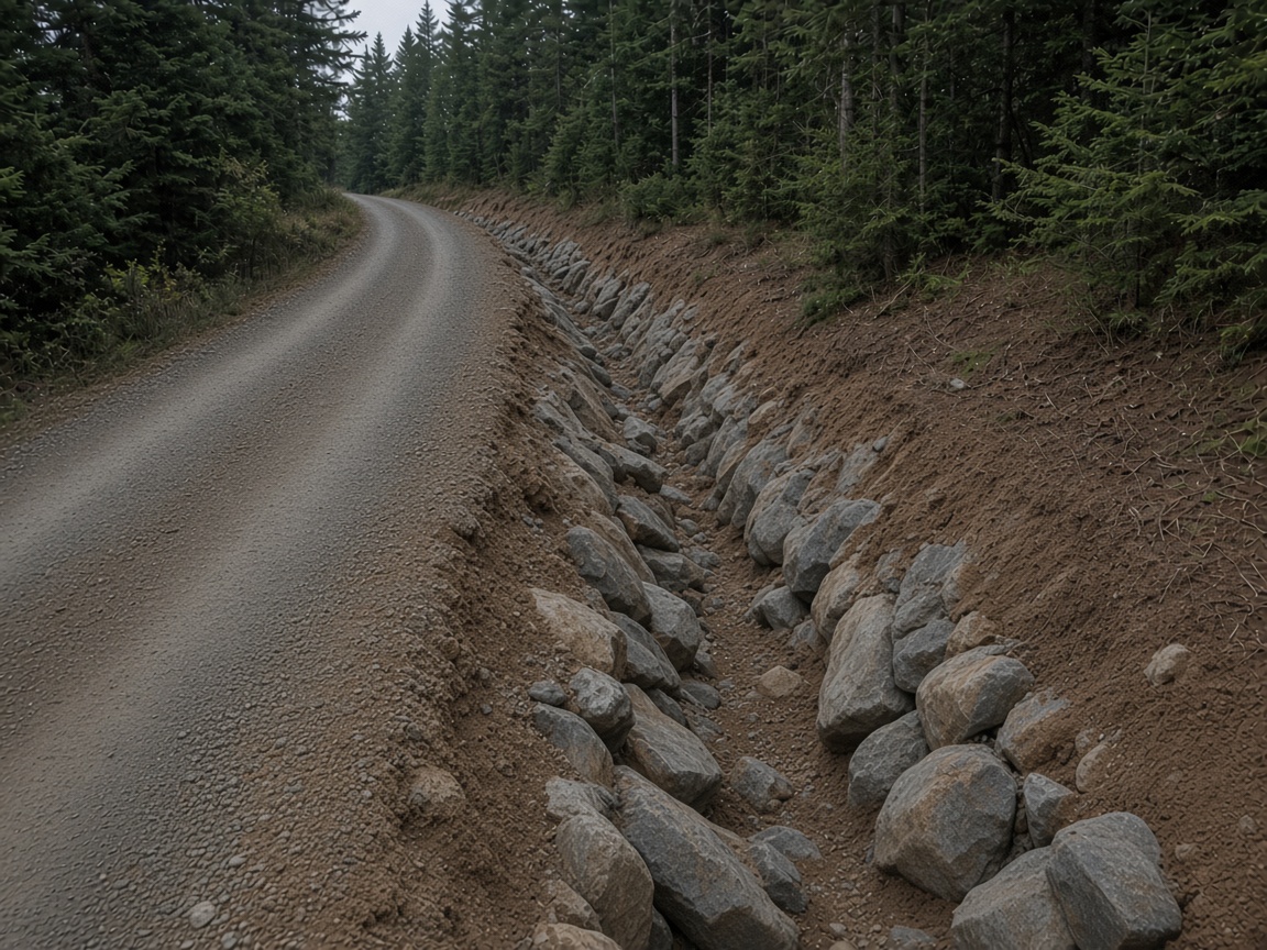 Gravel driveway after WB Group installed larger riprap and reinforced drainage