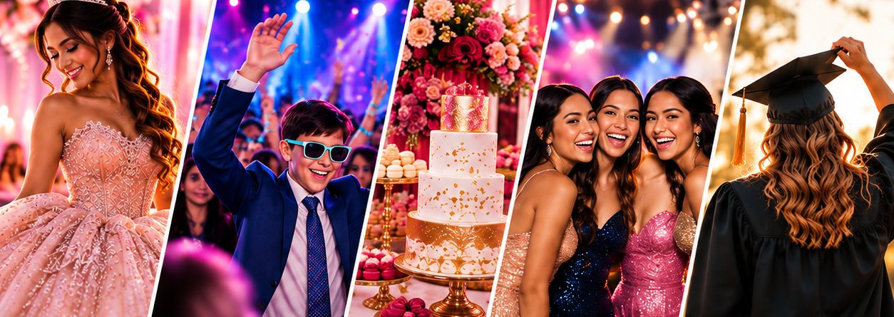 Quinceañera, Bar Mitzvah, celebration cake, prom and graduation