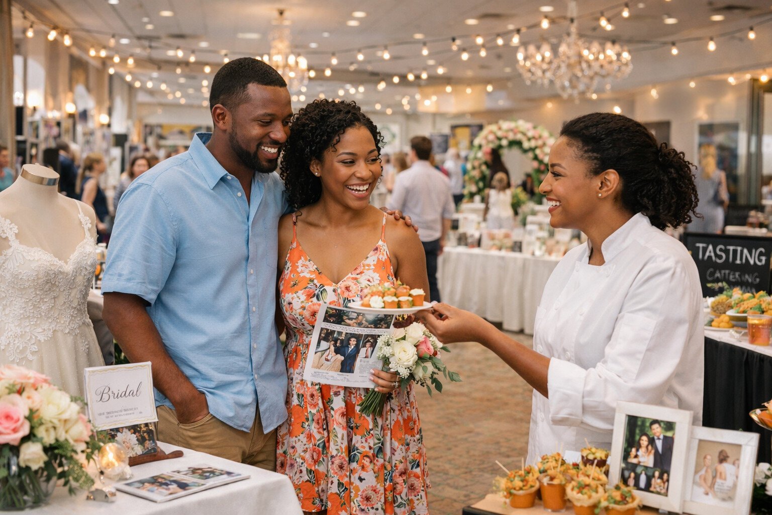 Couples meeting wedding vendors at the Carolina Wedding Show