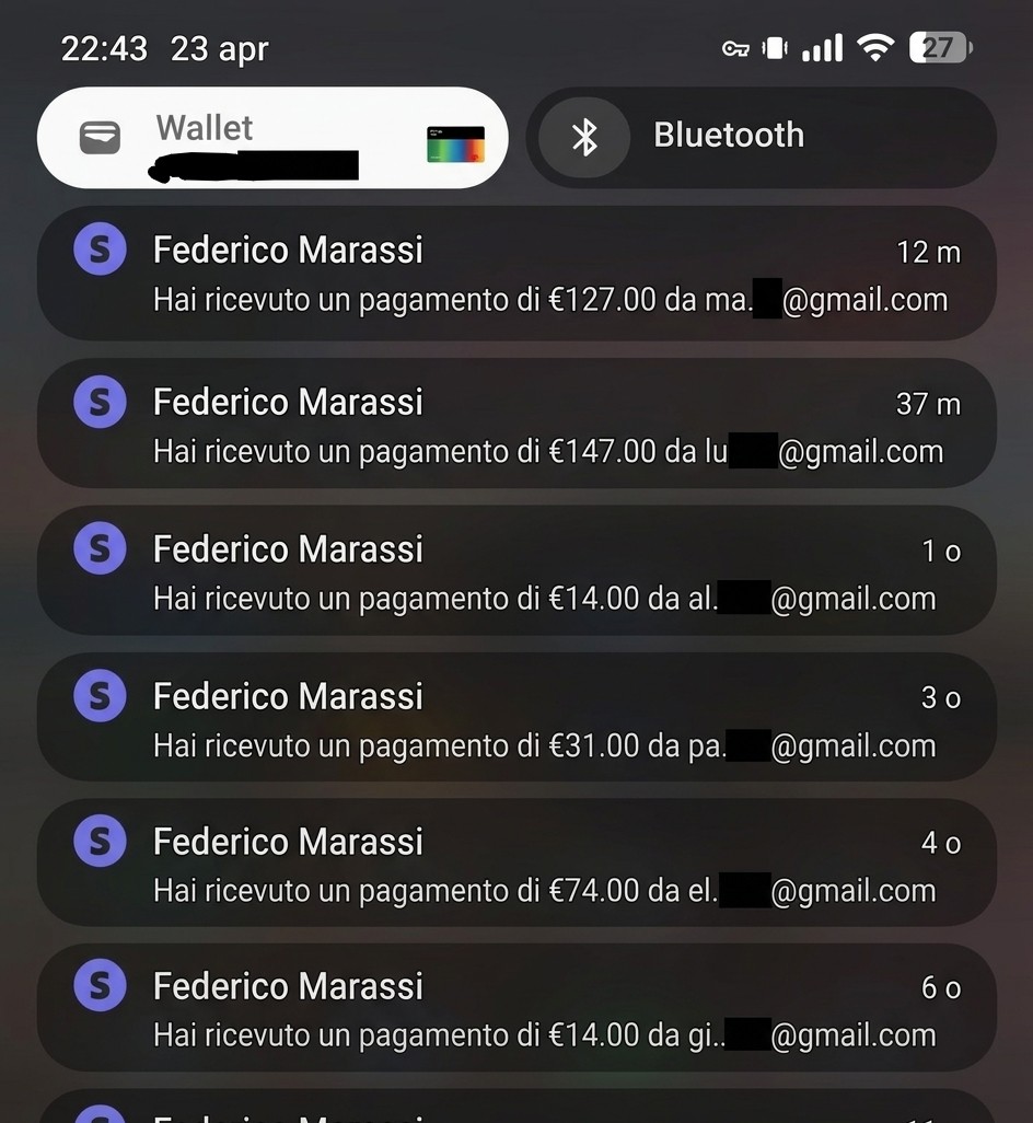 Notifiche di vendita sul telefono