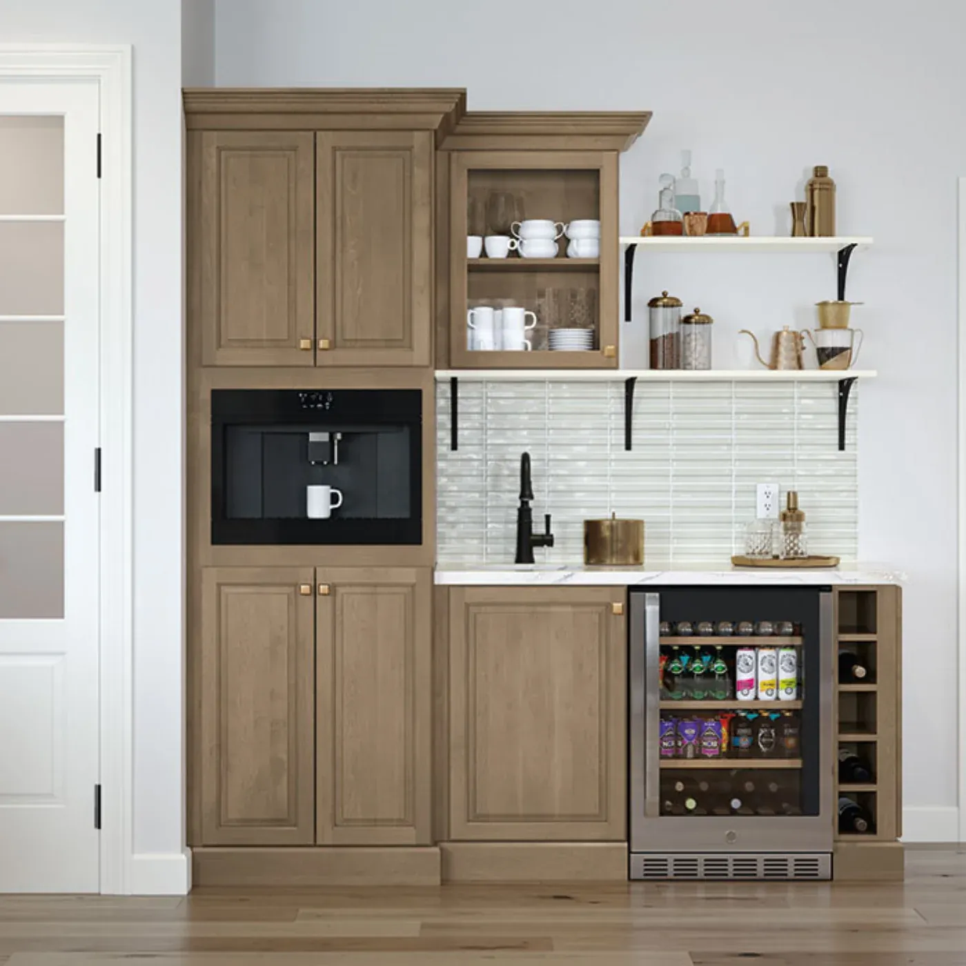 Wet Bar and Coffee Station cabinets designed near Wichita, KS