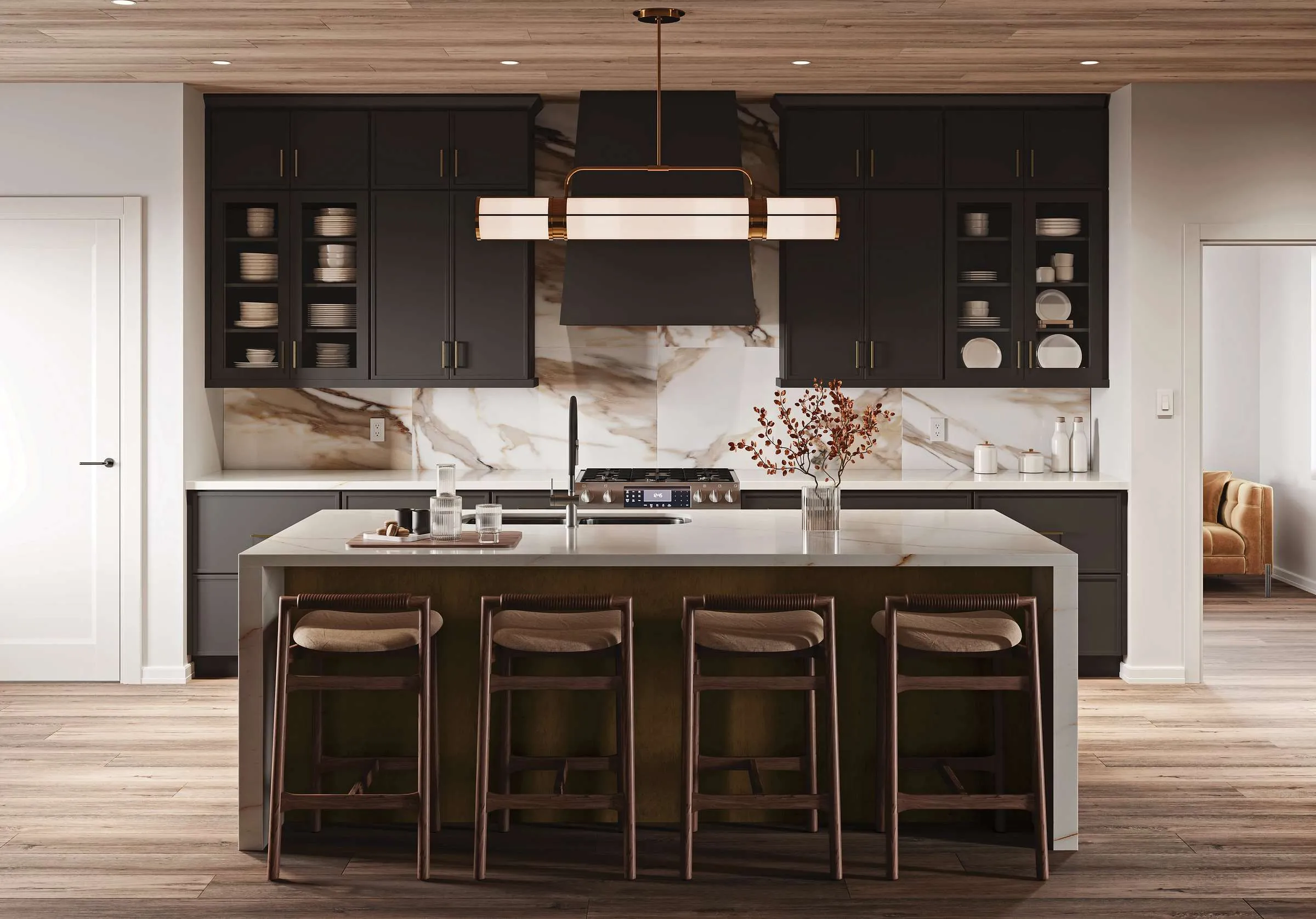 Quality Signature Cabinetry modern kitchen island and perimeter cabinets