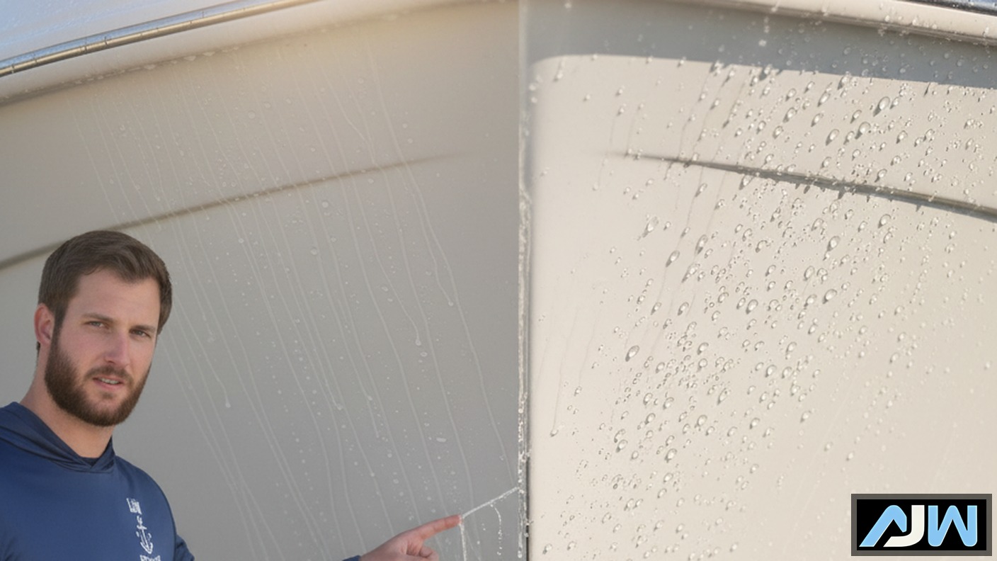 water spot removal boat professional gel coat restoration Lake Norman NC AJW Detailing