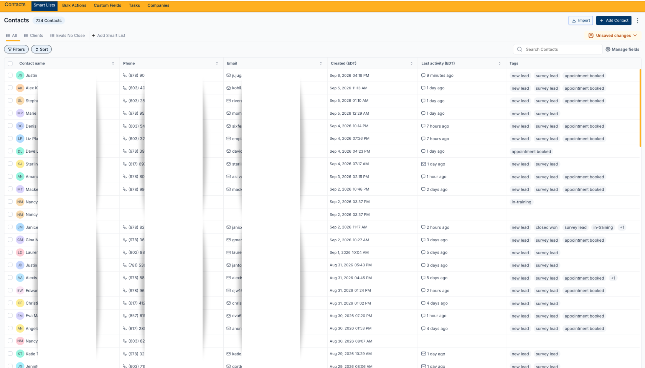 Your CRM — pipeline & bookings