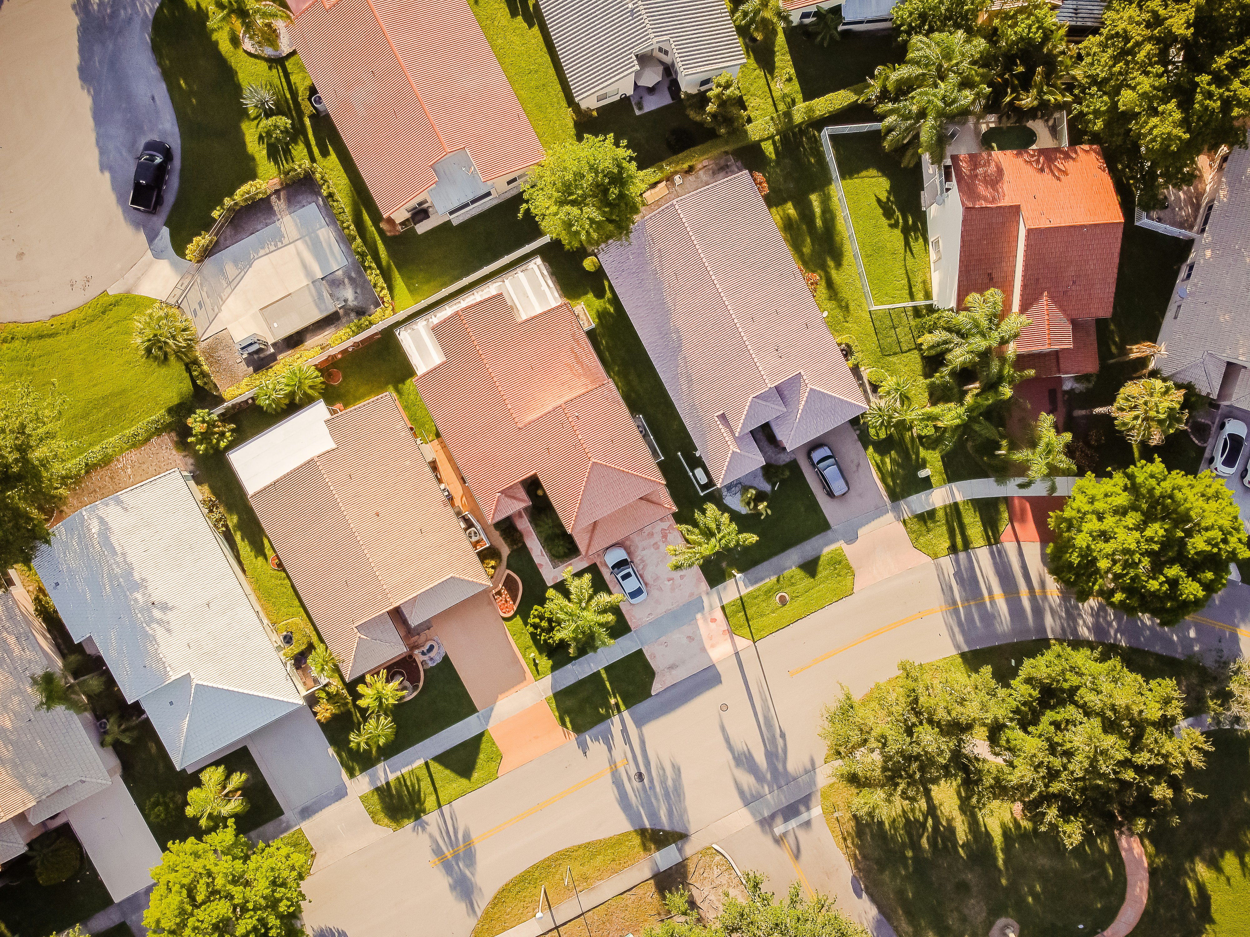 Aerial view of a new construction neighborhood in southern Brevard County, Florida
