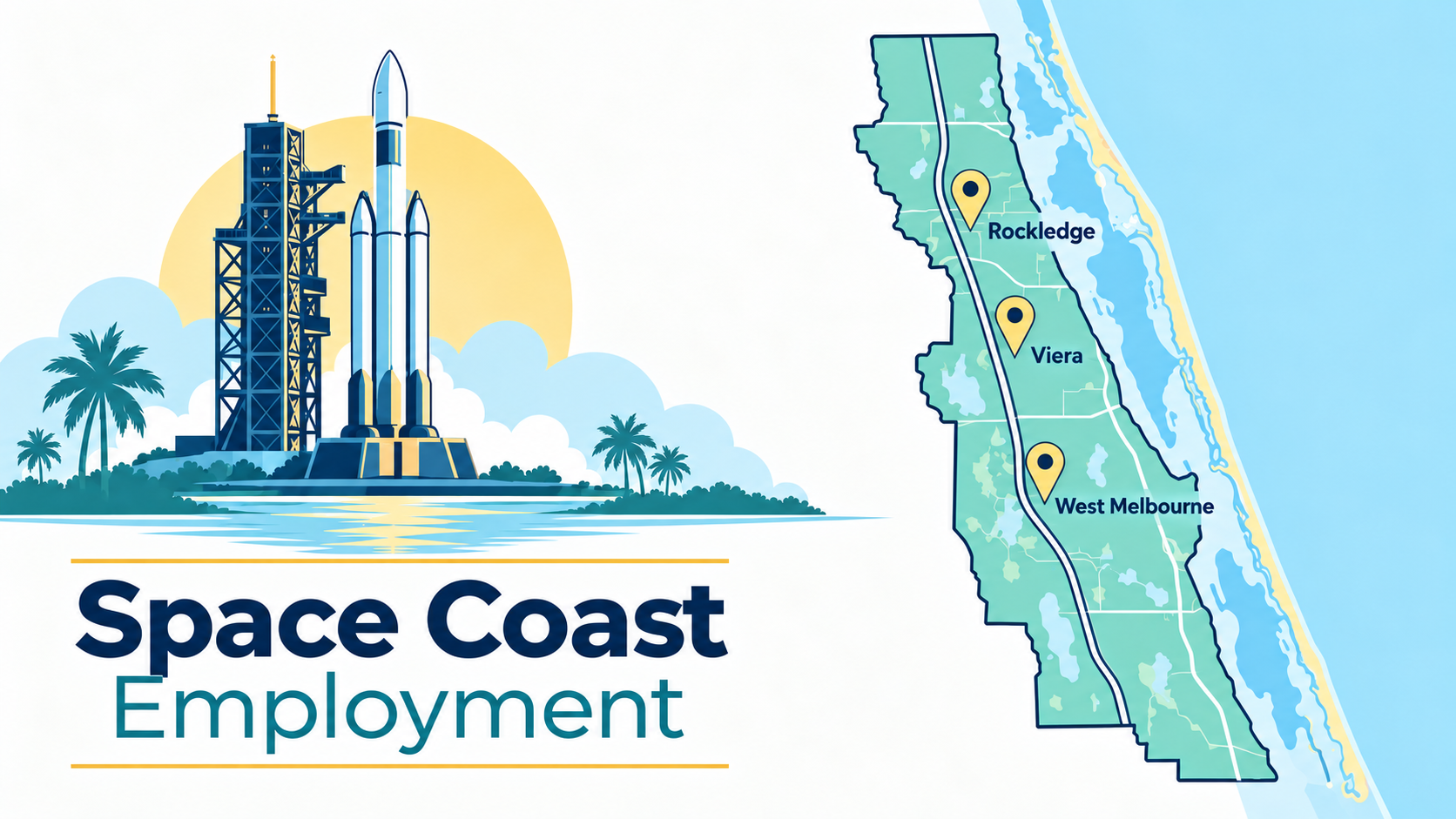 Map of Space Coast employment hubs in Rockledge, Viera, and West Melbourne Map of Space Coast employment hubs in Rockledge, Viera, and West Melbourne