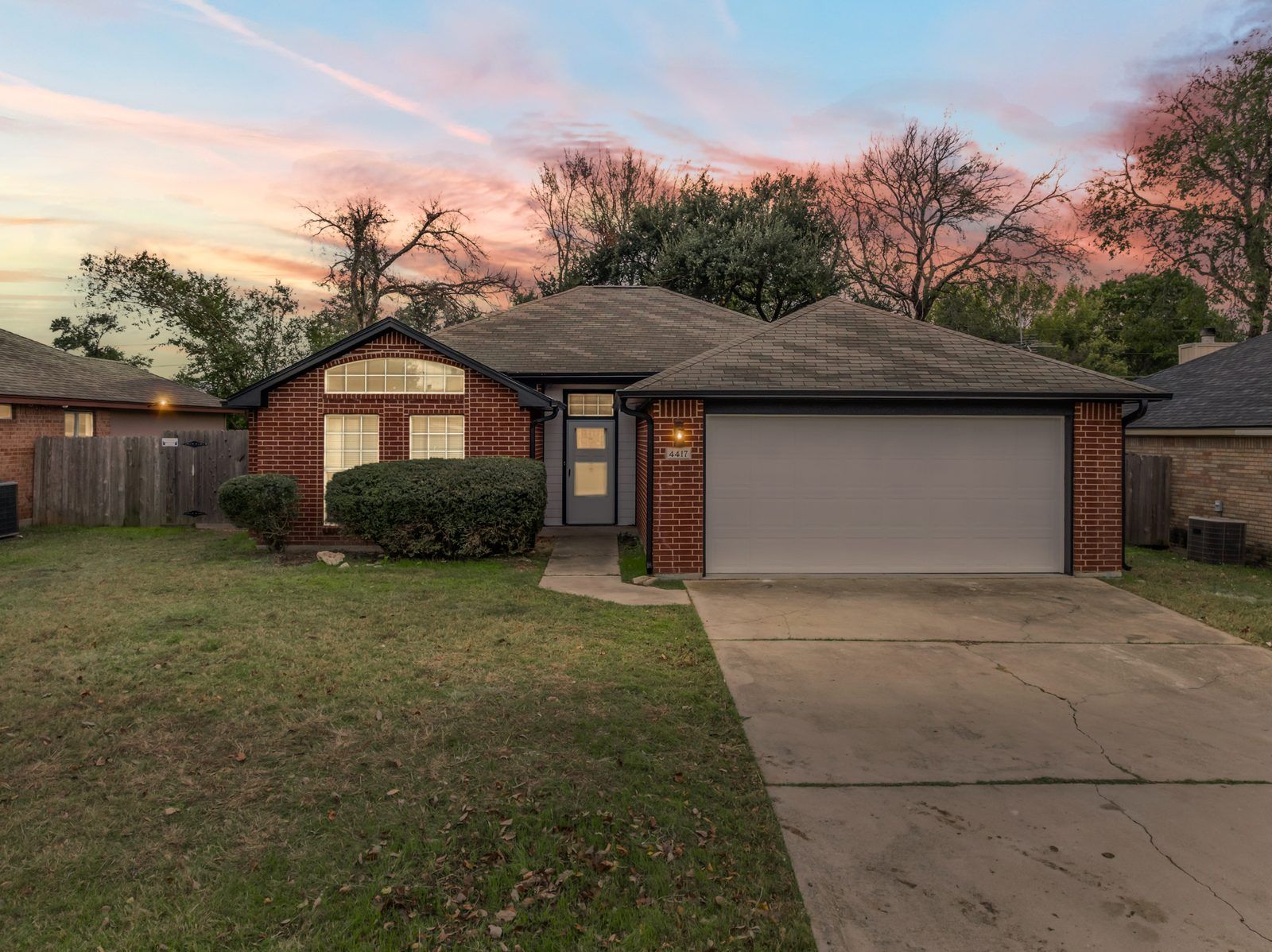 4417 Briarwood Drive, Temple, Texas, at sunset after its remodel