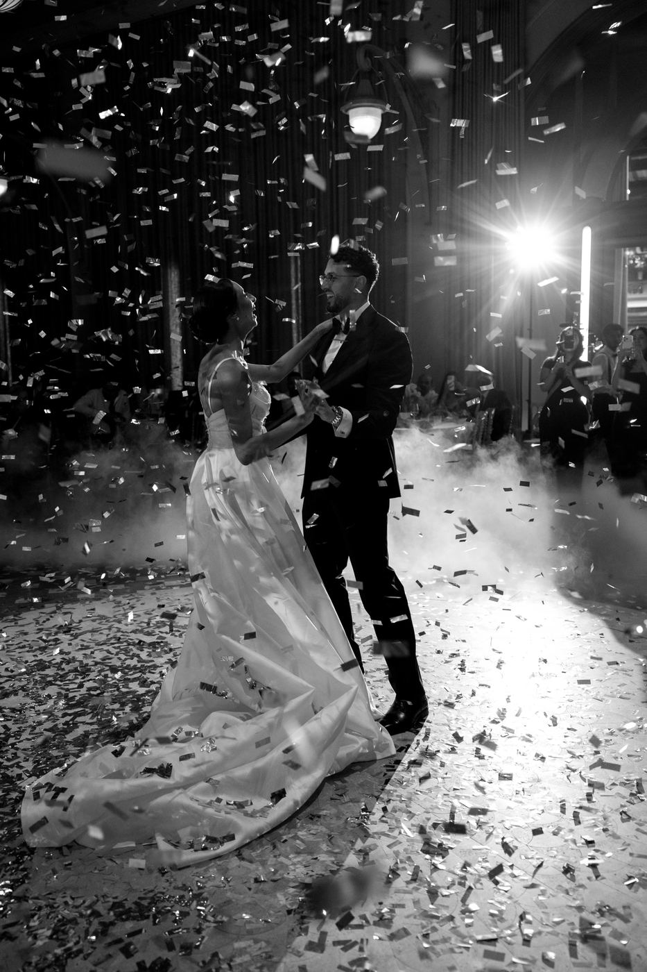 First dance under falling confetti
