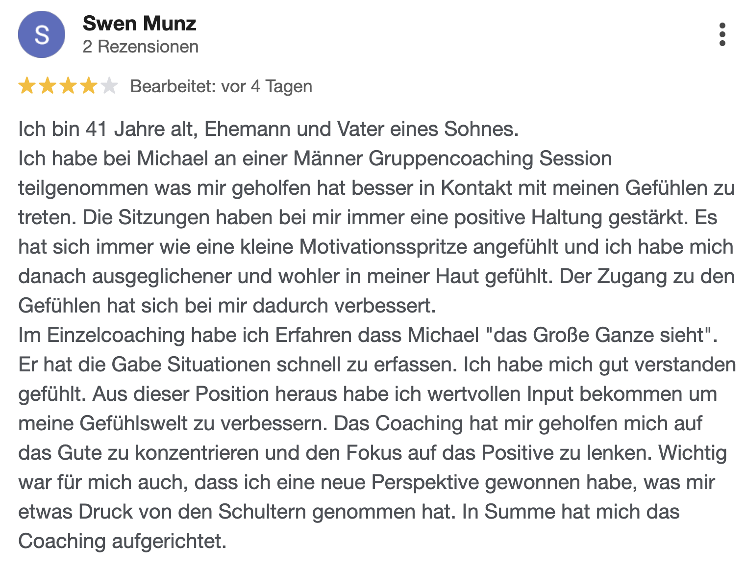 Weiterer Erfahrungsbericht über Michael Nuss