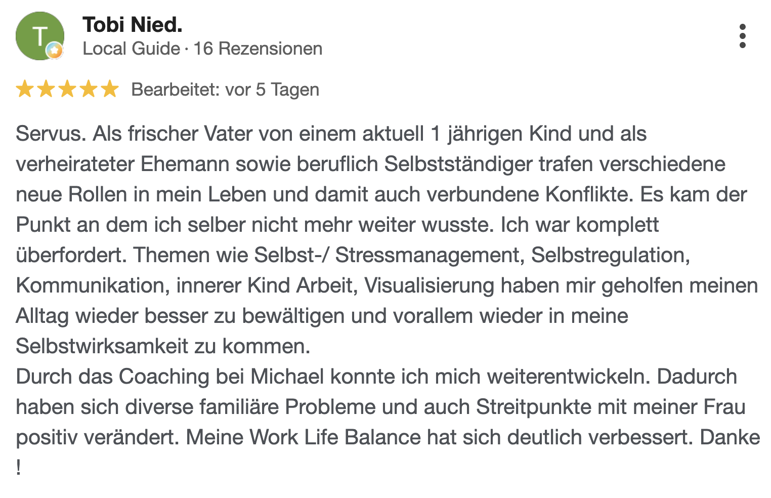 Weiterer Erfahrungsbericht über Michael Nuss