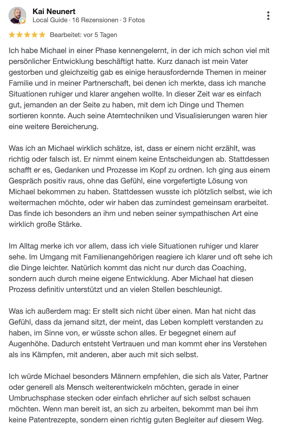 Weiterer Erfahrungsbericht über Michael Nuss