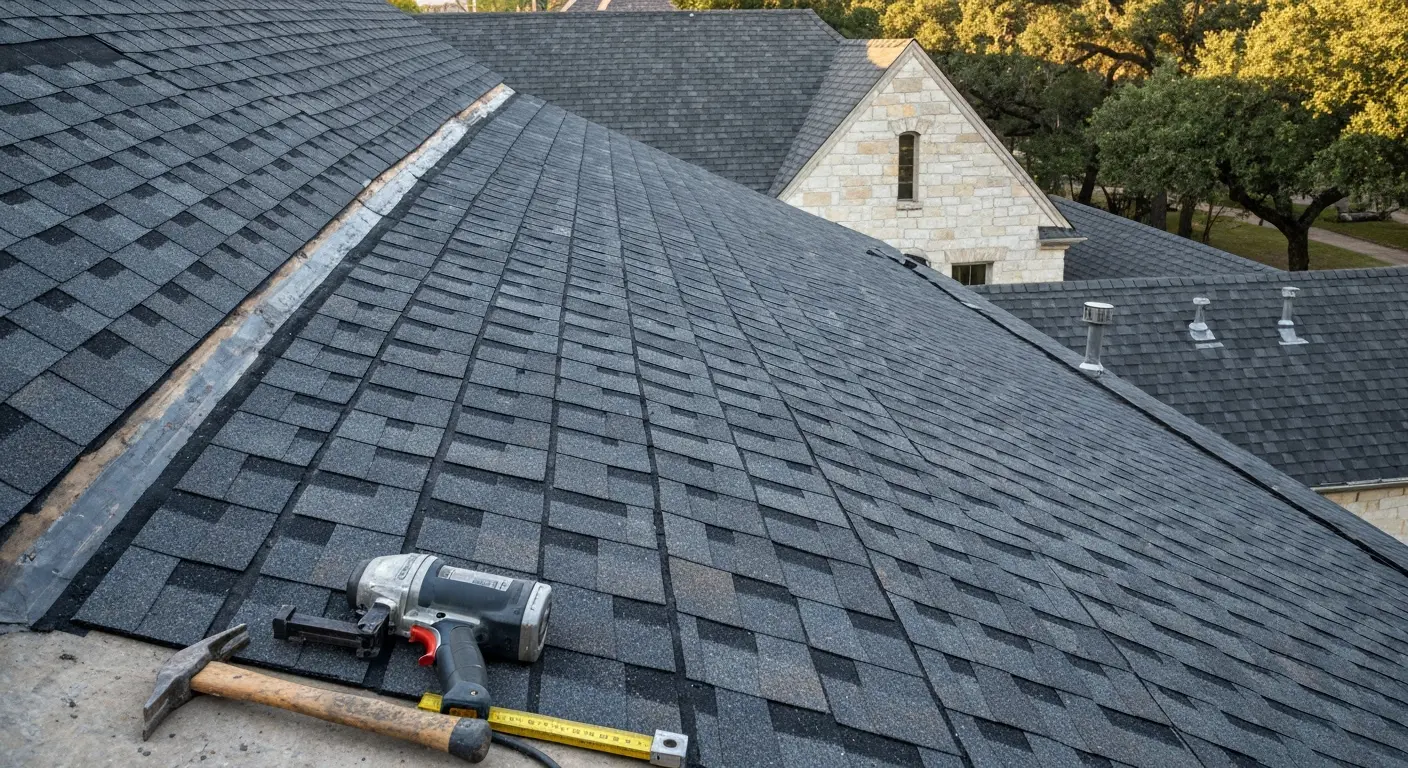 Storm damage roof repair work