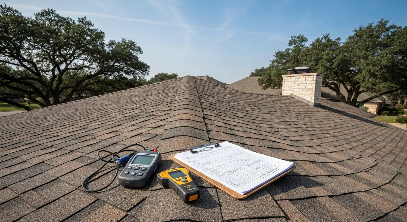Roof inspection in progress