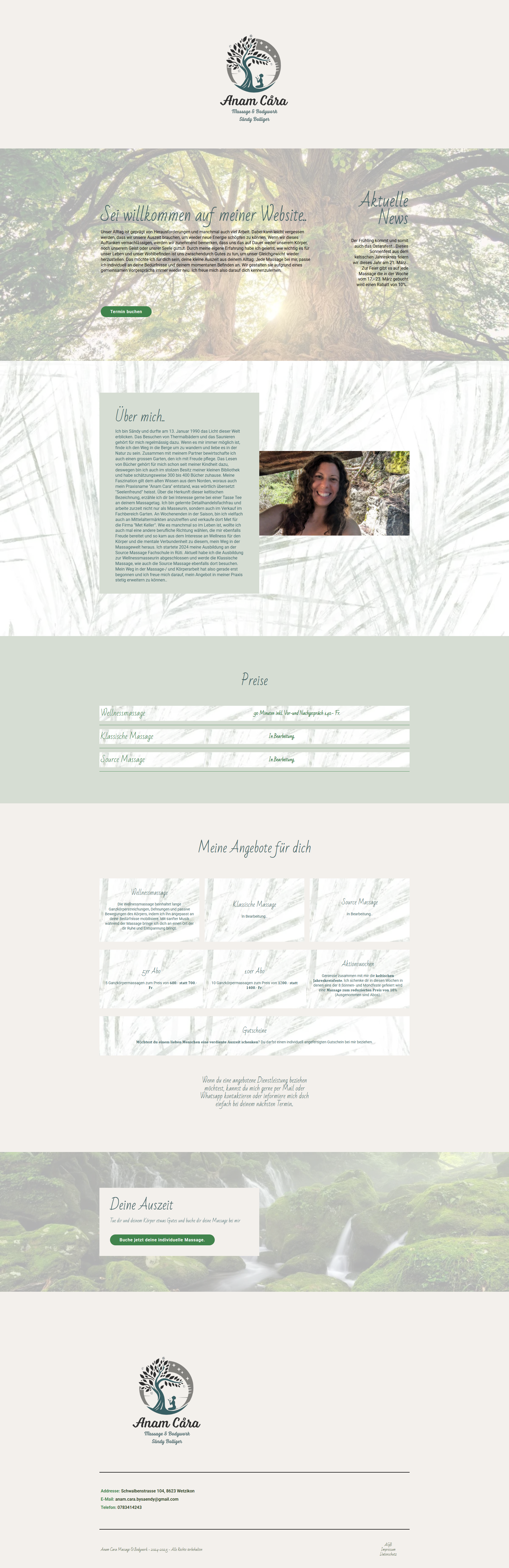 Websitenbespiel anam-cara-massge.ch