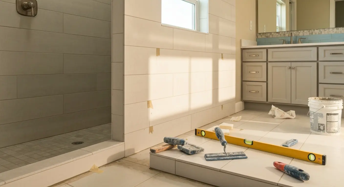 Tile installation in bathroom
