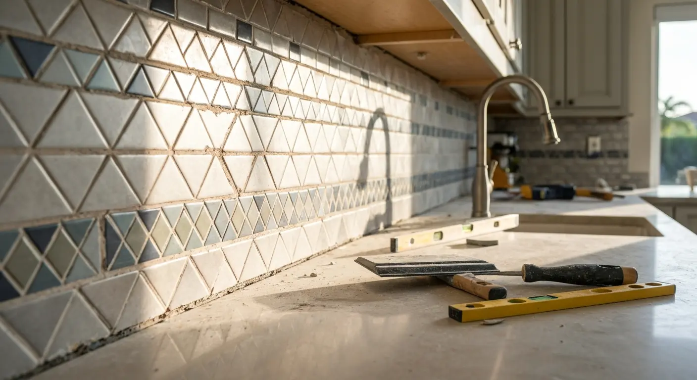 Mosaic tile backsplash