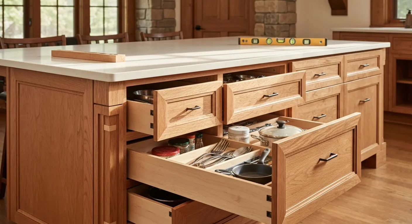 Custom kitchen island cabinetry and storage solutions