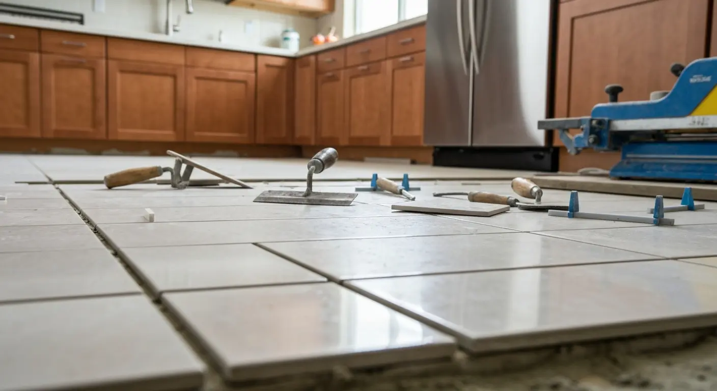 Kitchen tile flooring installation