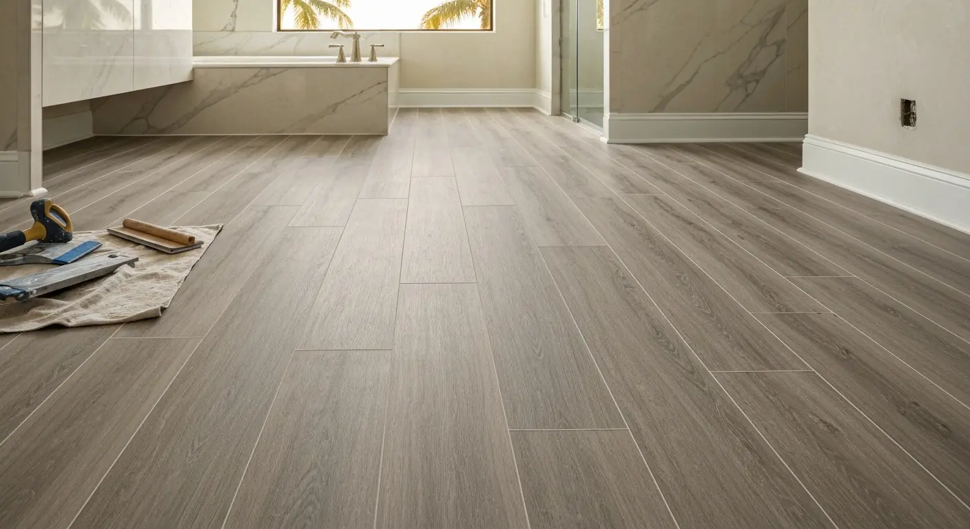 Bathroom vinyl flooring installation