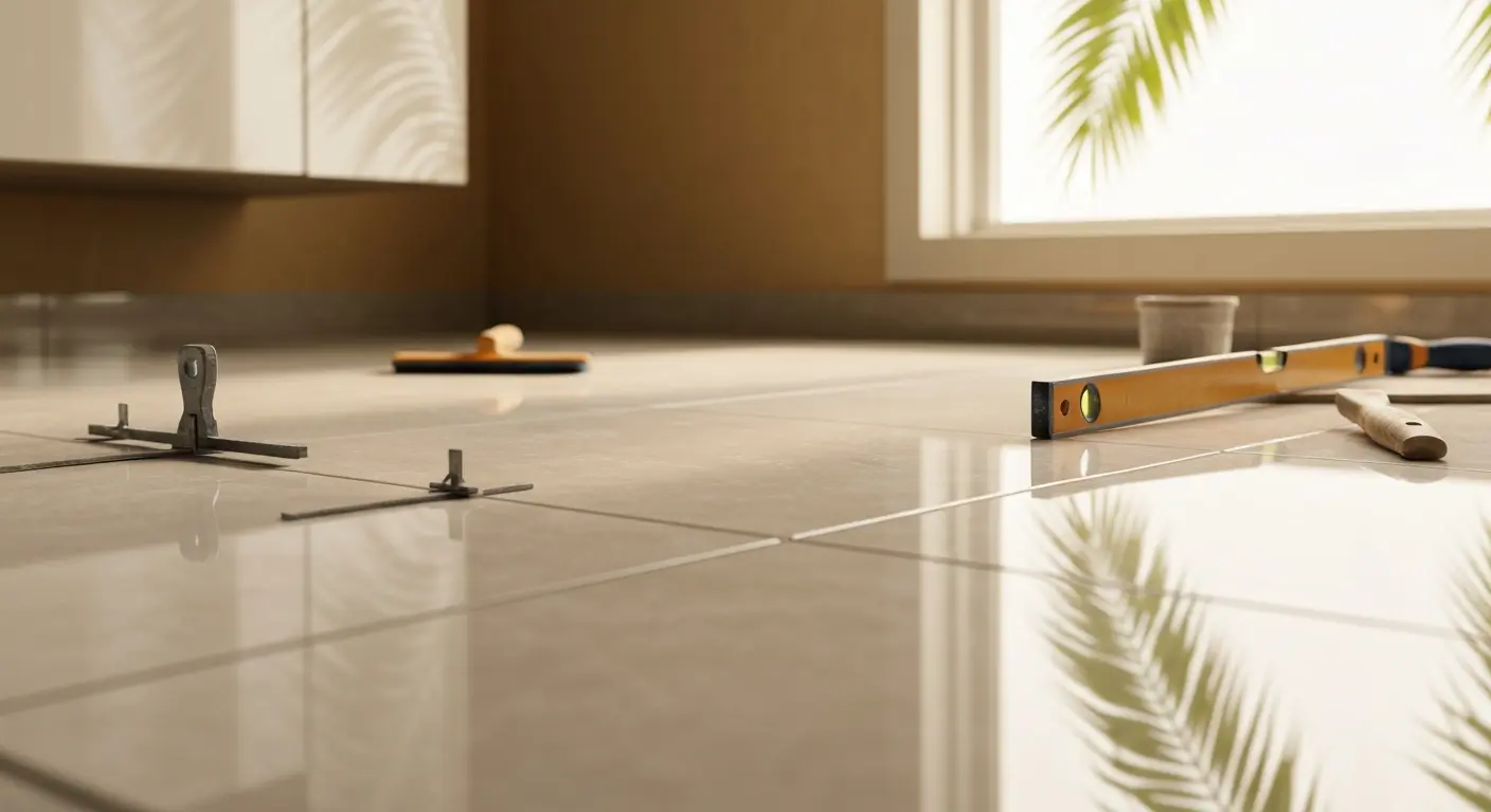 Ceramic tile bathroom flooring
