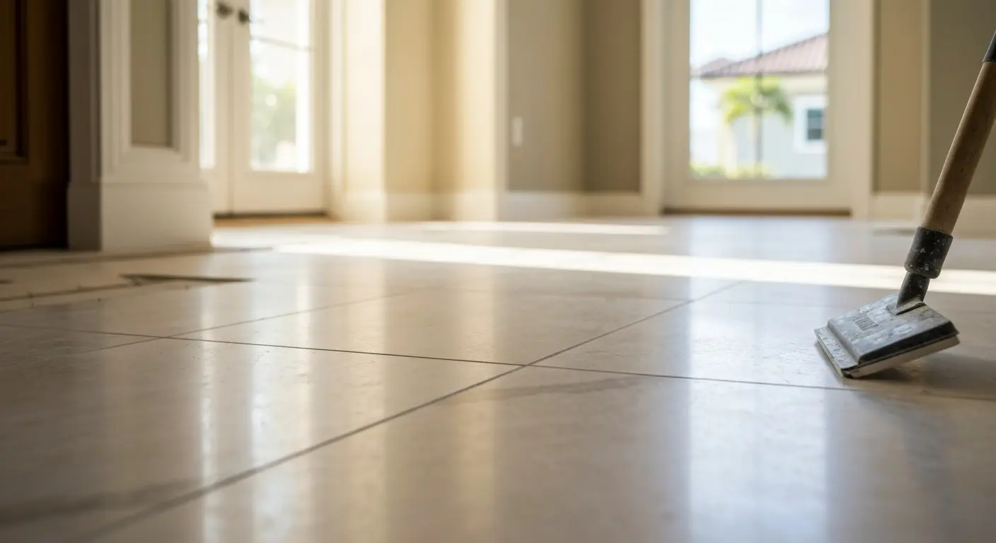 Entry foyer tile installation