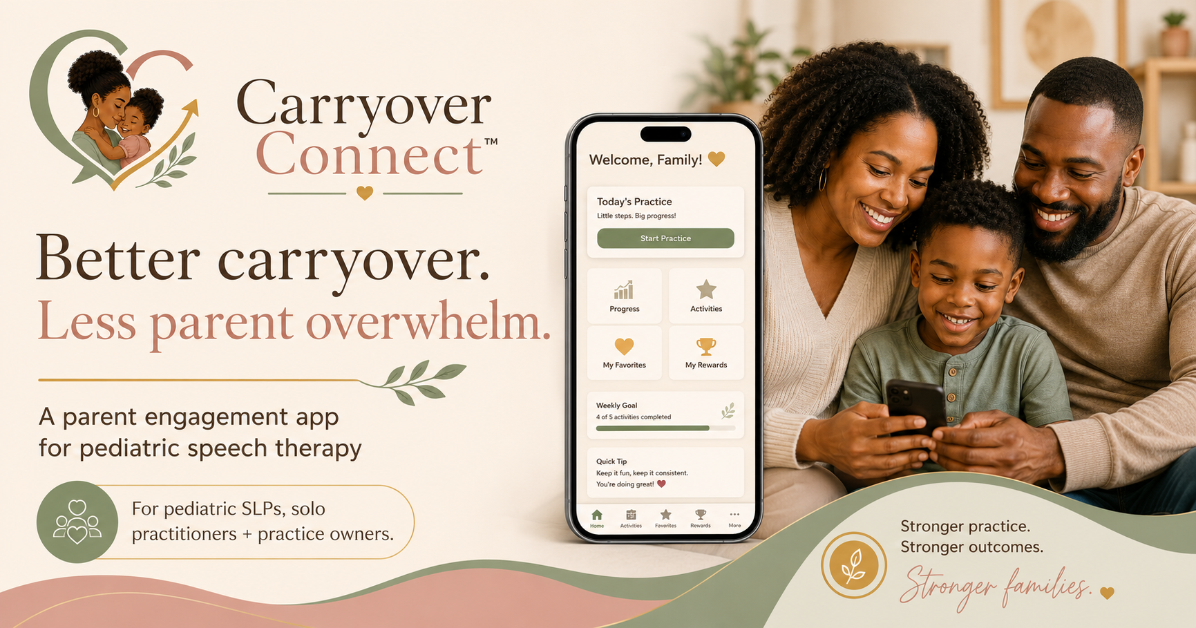 African American family using Carryover Connect at home